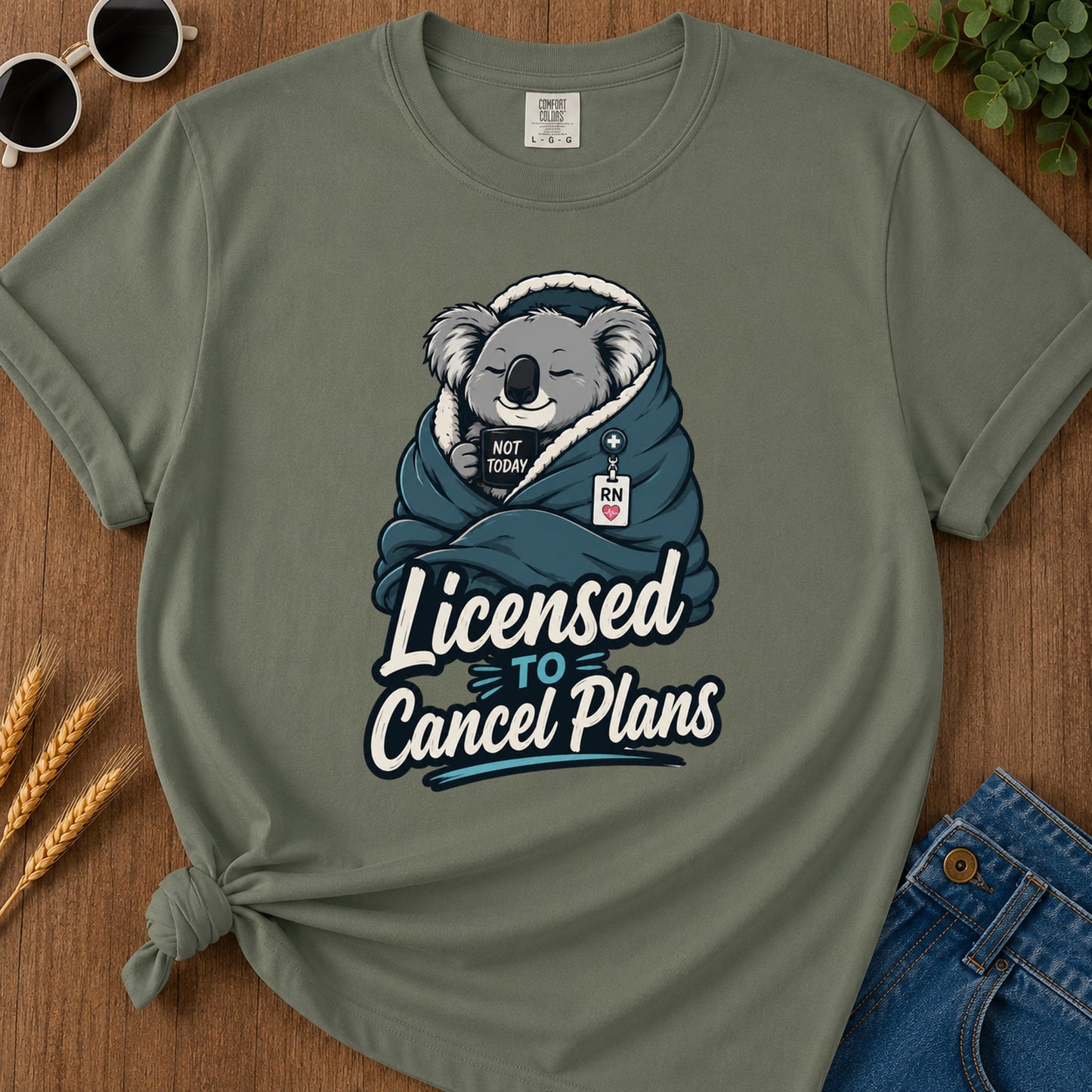 Licensed Cancel Plans T-Shirt - Moss Mockup