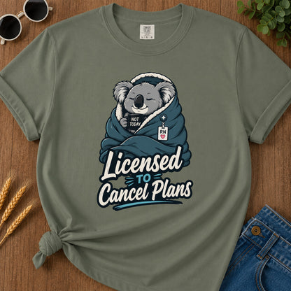 Licensed Cancel Plans T-Shirt - Moss Mockup