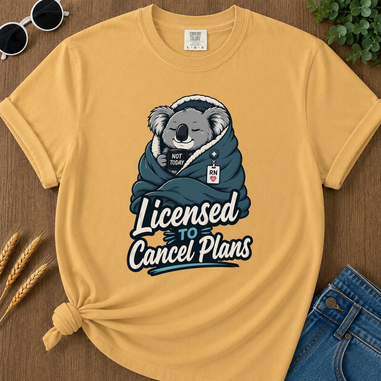 Licensed Cancel Plans T-Shirt - Mustard Mockup