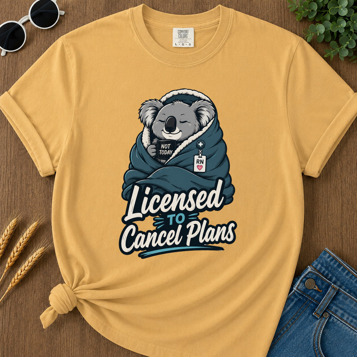 Licensed Cancel Plans T-Shirt - Mustard Mockup