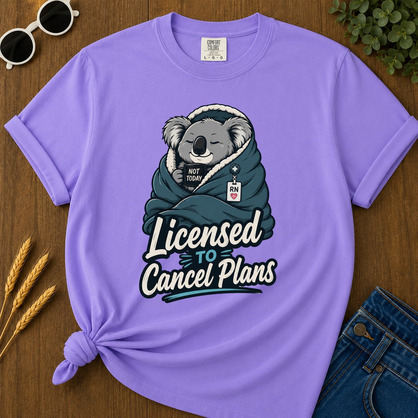 Licensed Cancel Plans T-Shirt - Violet Mockup