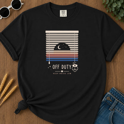 Off Duty Keep Noise Low T-Shirt - Black Mockup