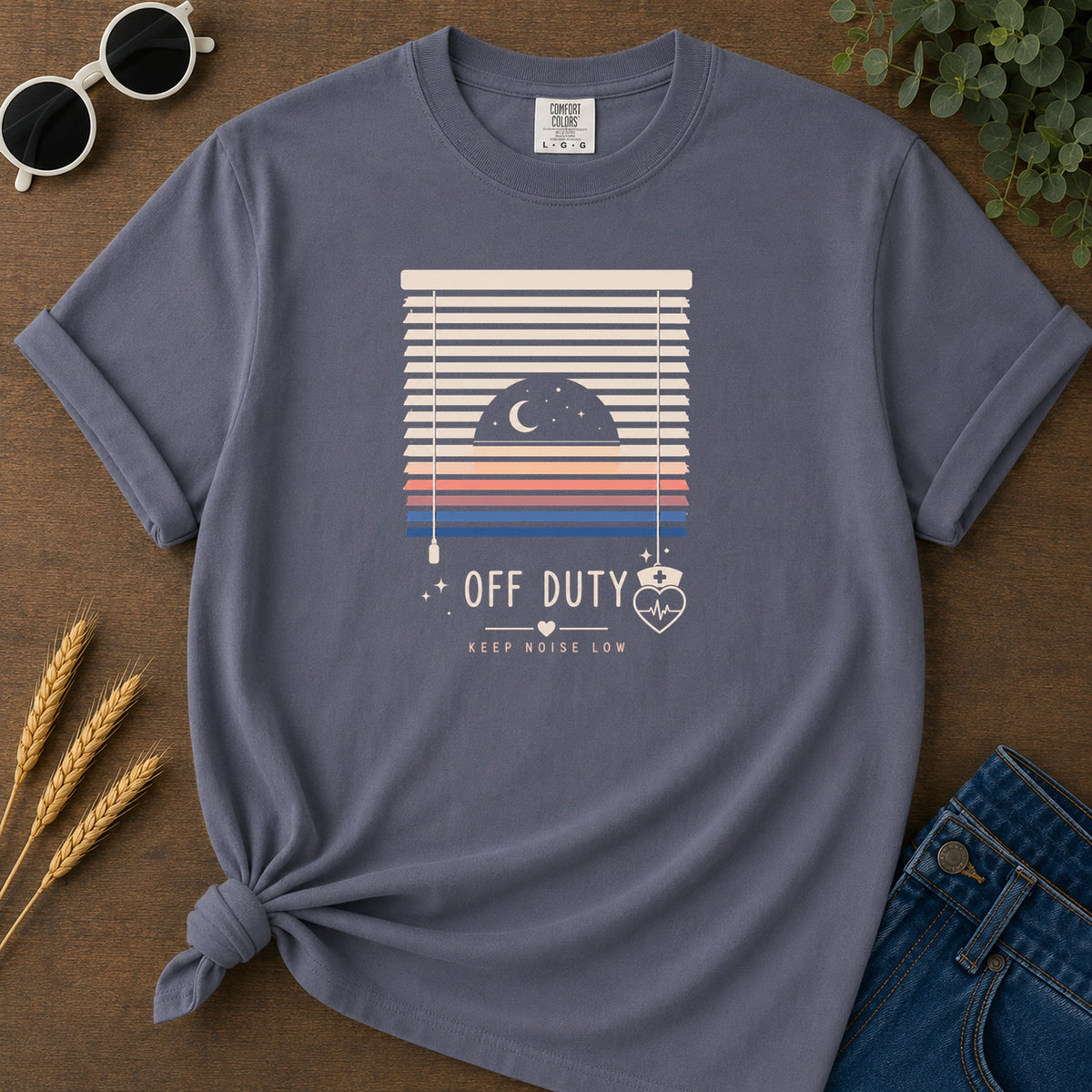 Off Duty Keep Noise Low T-Shirt - Navy Mockup