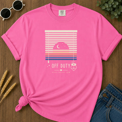 Off Duty Keep Noise Low T-Shirt - Neon Pink Mockup