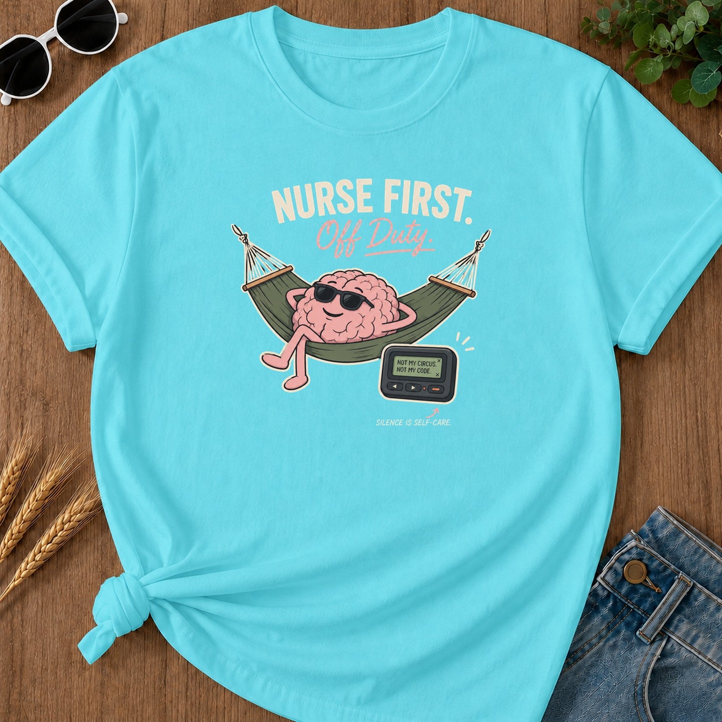 Brain Hammock T-Shirt - Lagoon Blue Mockup