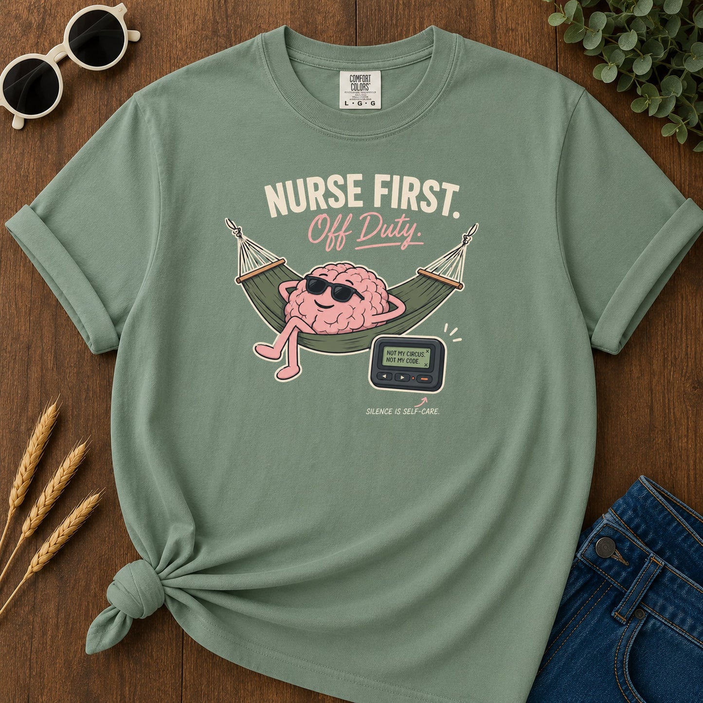 Brain Hammock T-Shirt - Light Green Mockup