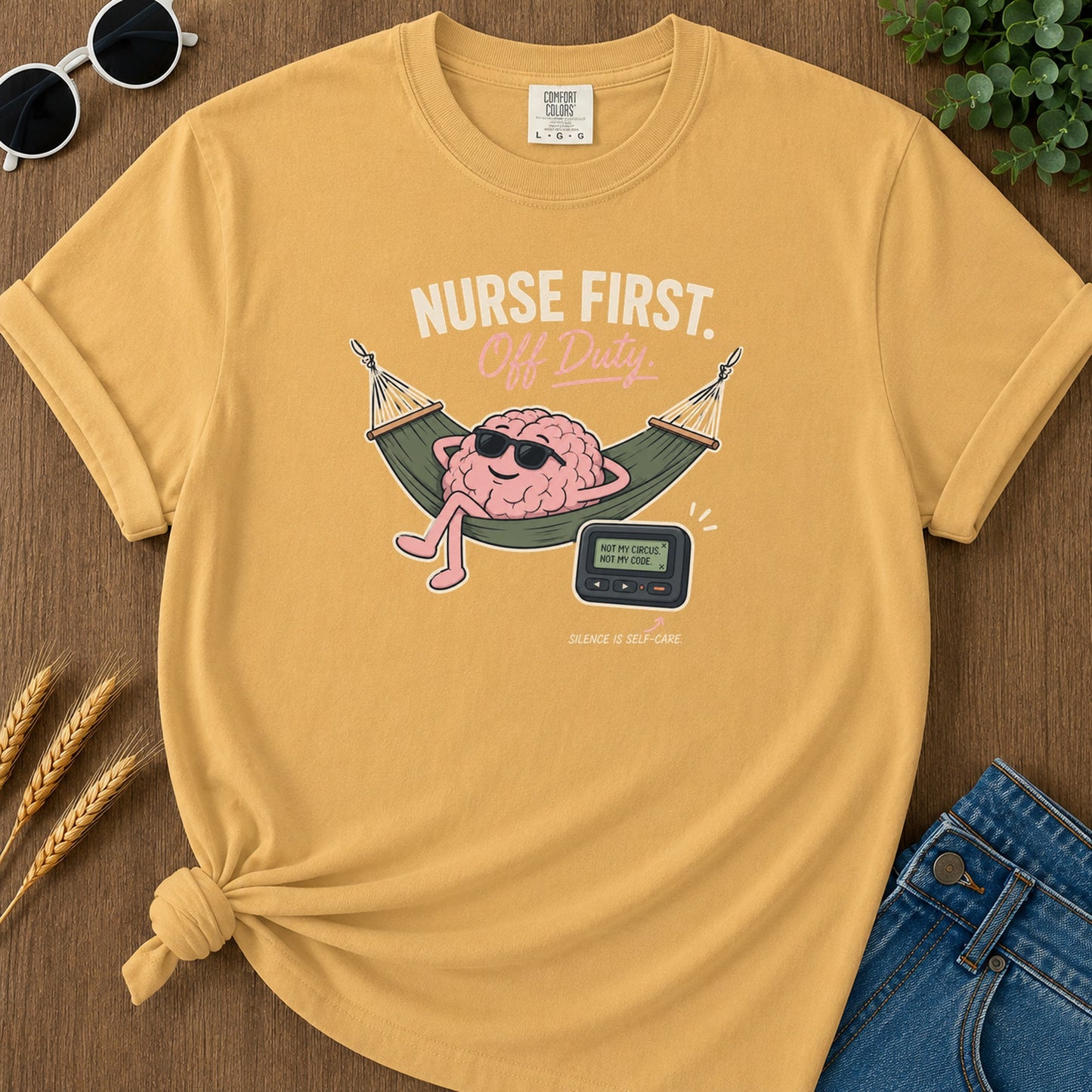 Brain Hammock T-Shirt - Mustard Mockup