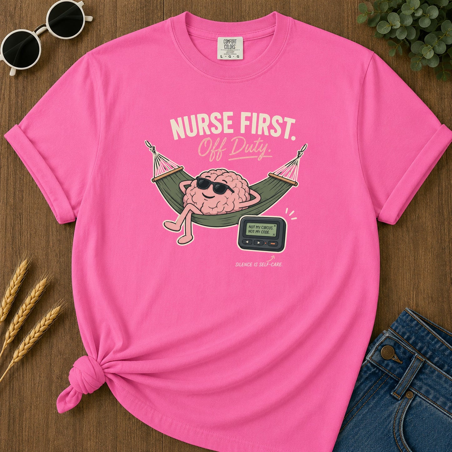 Brain Hammock T-Shirt - Neon Pink Mockup