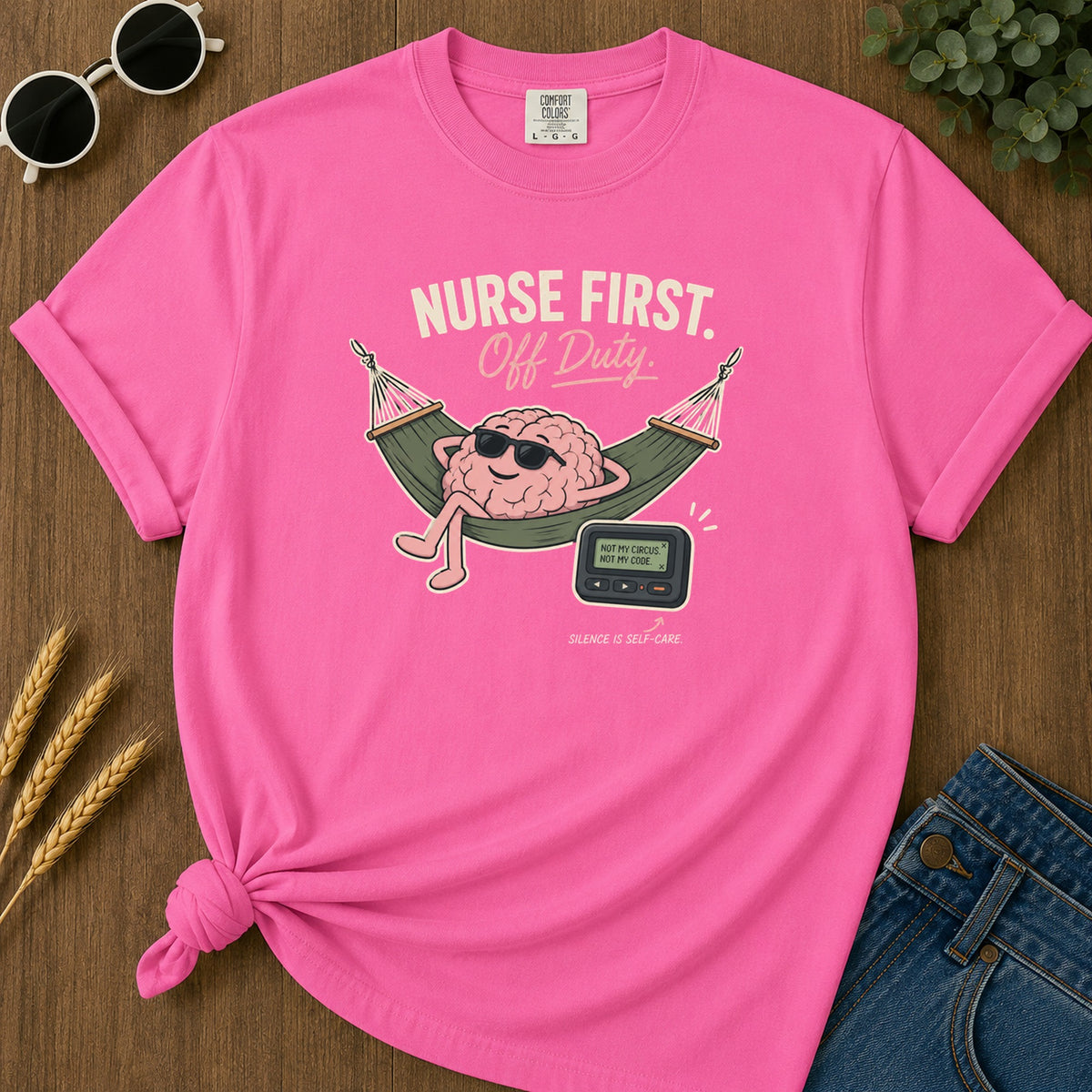 Brain Hammock T-Shirt - Neon Pink Mockup