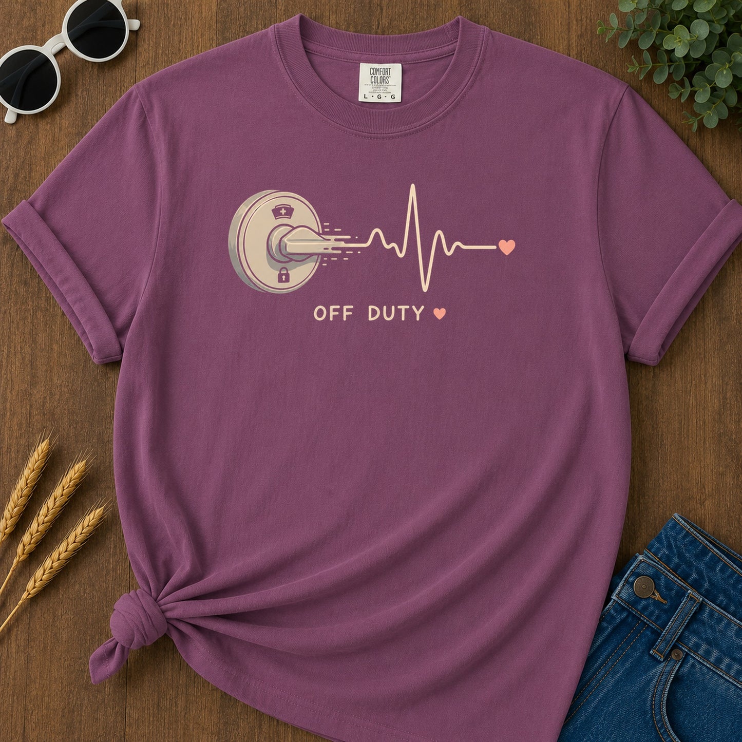 Off Duty Door Knob T-Shirt - Berry Mockup