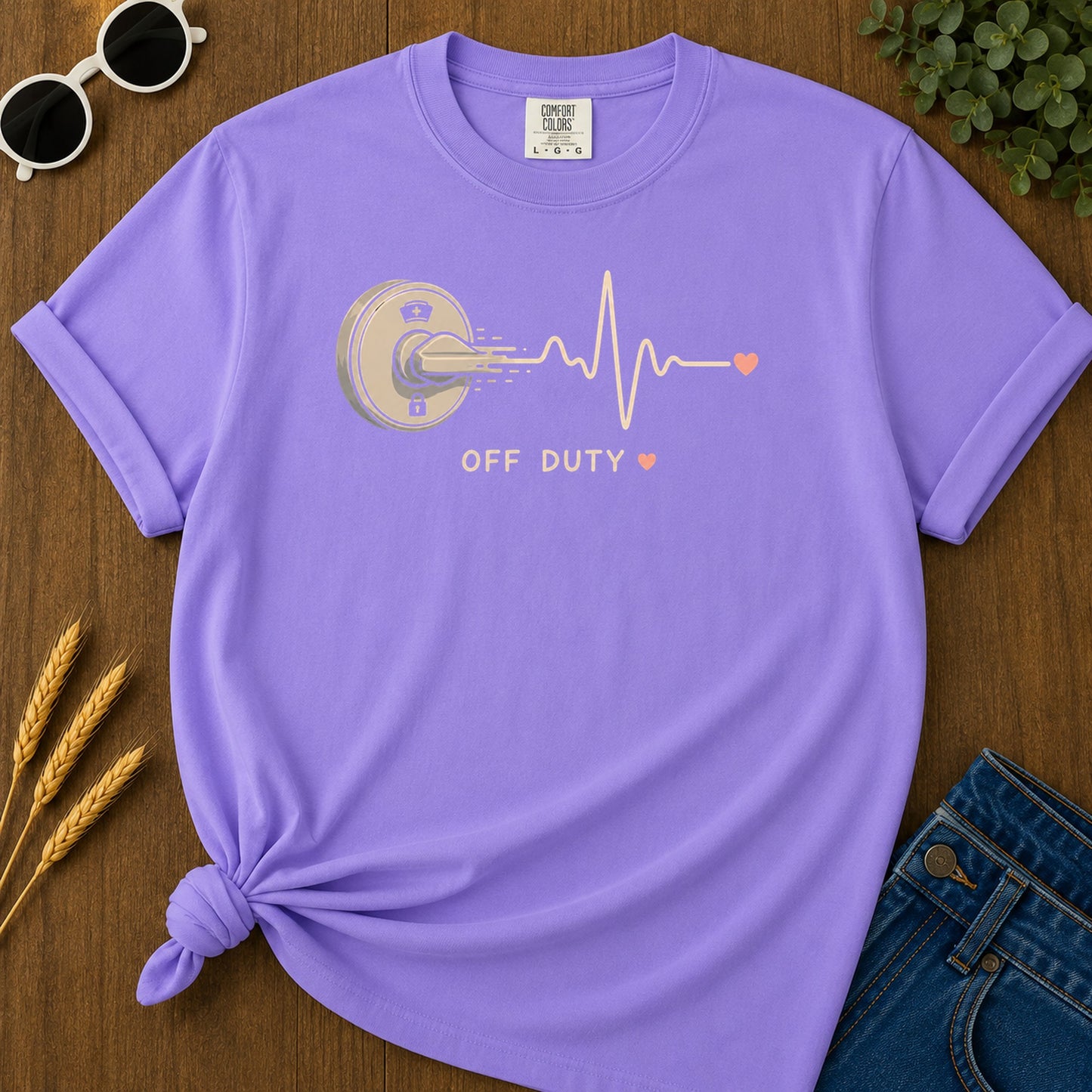 Off Duty Door Knob T-Shirt - Violet Mockup