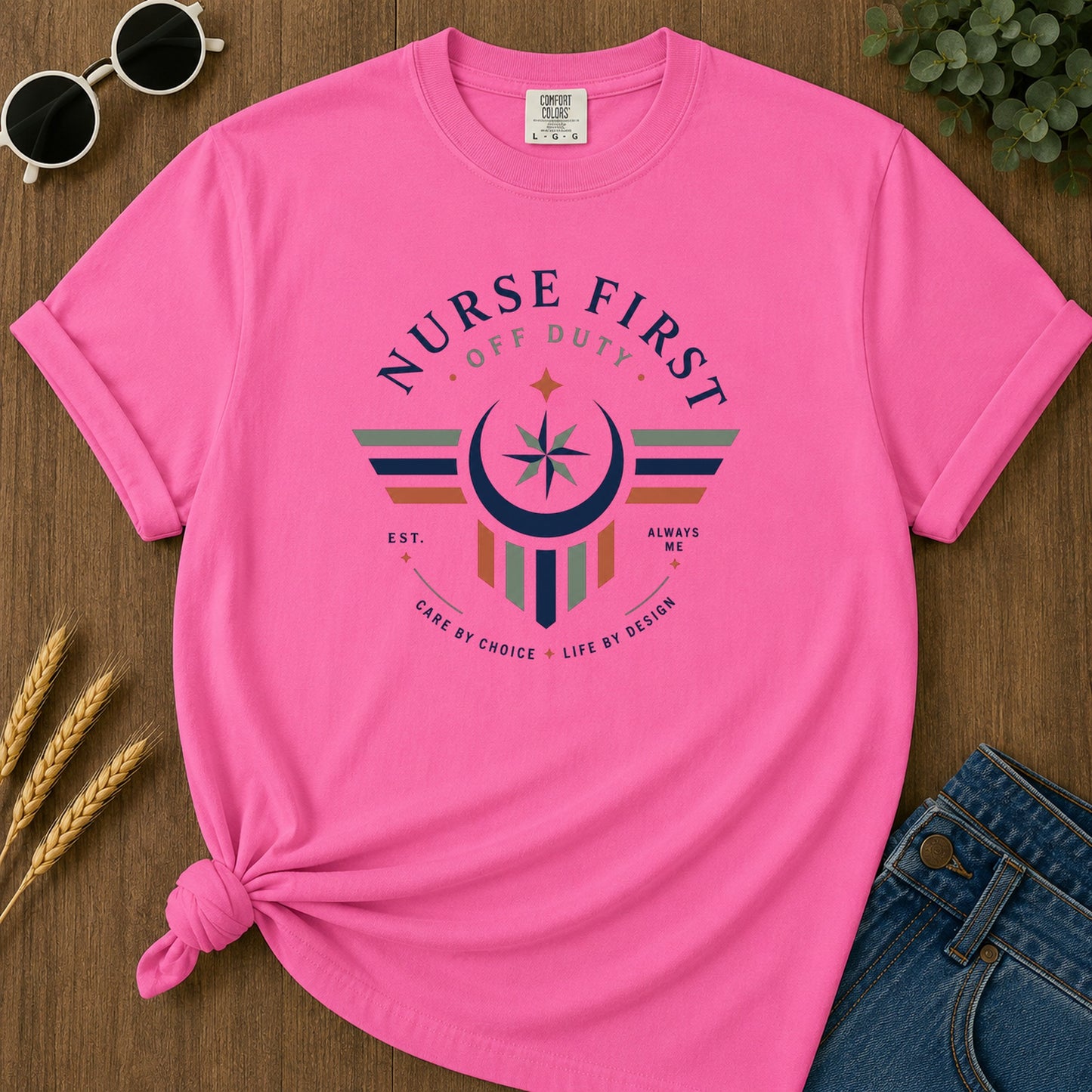 Nurse First 228 T-Shirt - Neon Pink Mockup