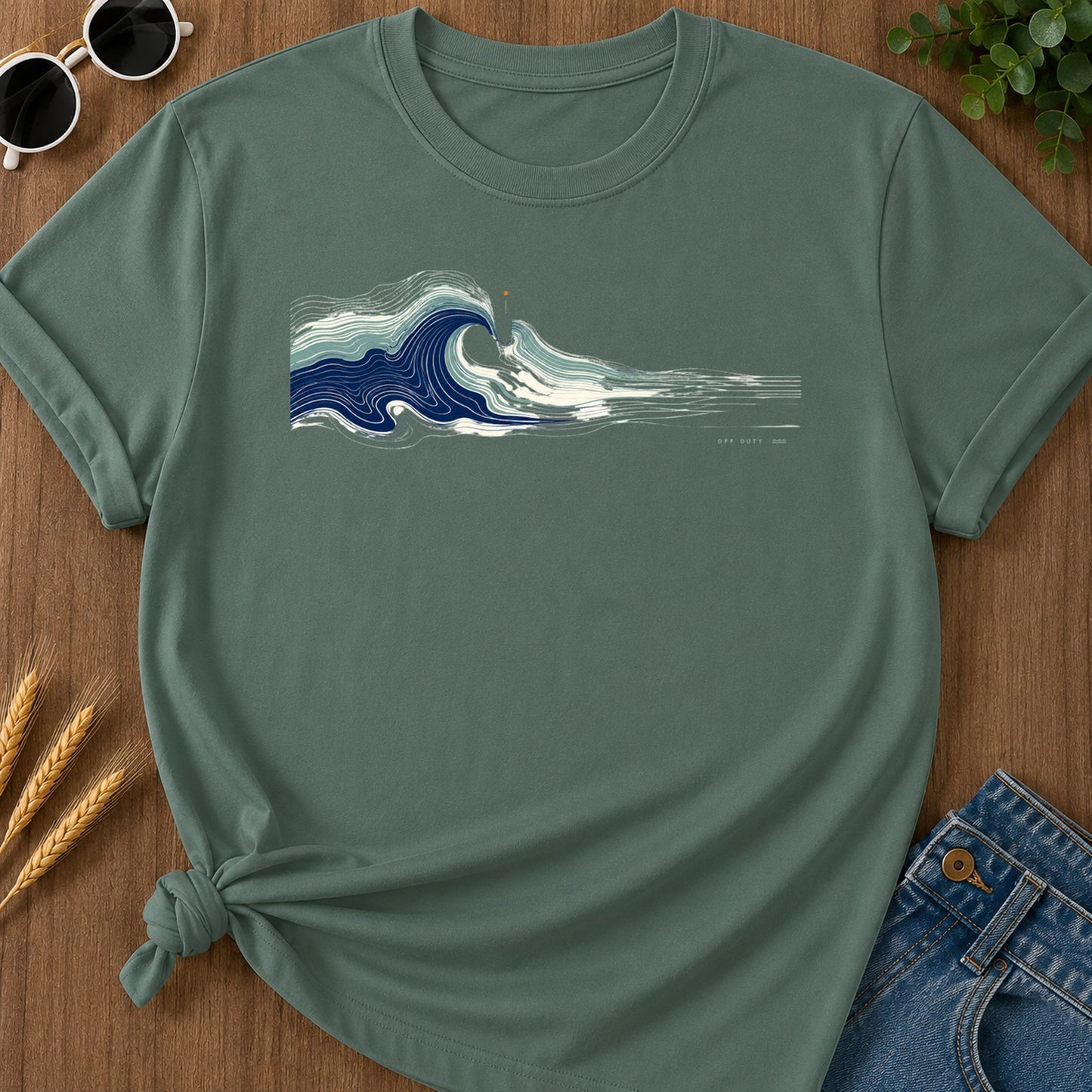 Waves Breaking T-Shirt - Blue Spruce Mockup