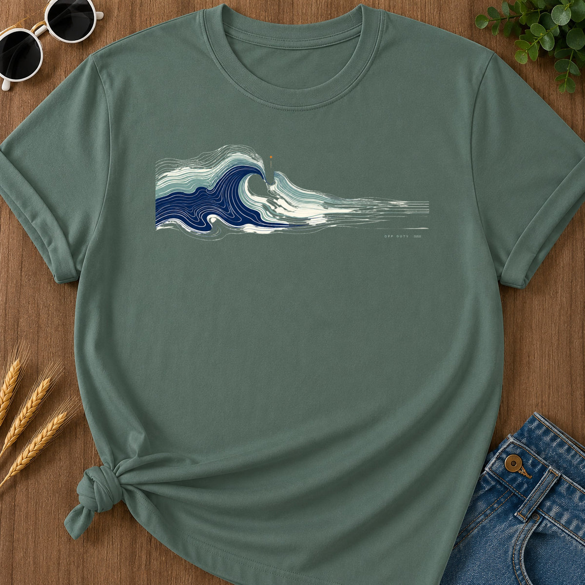 Waves Breaking T-Shirt - Blue Spruce Mockup