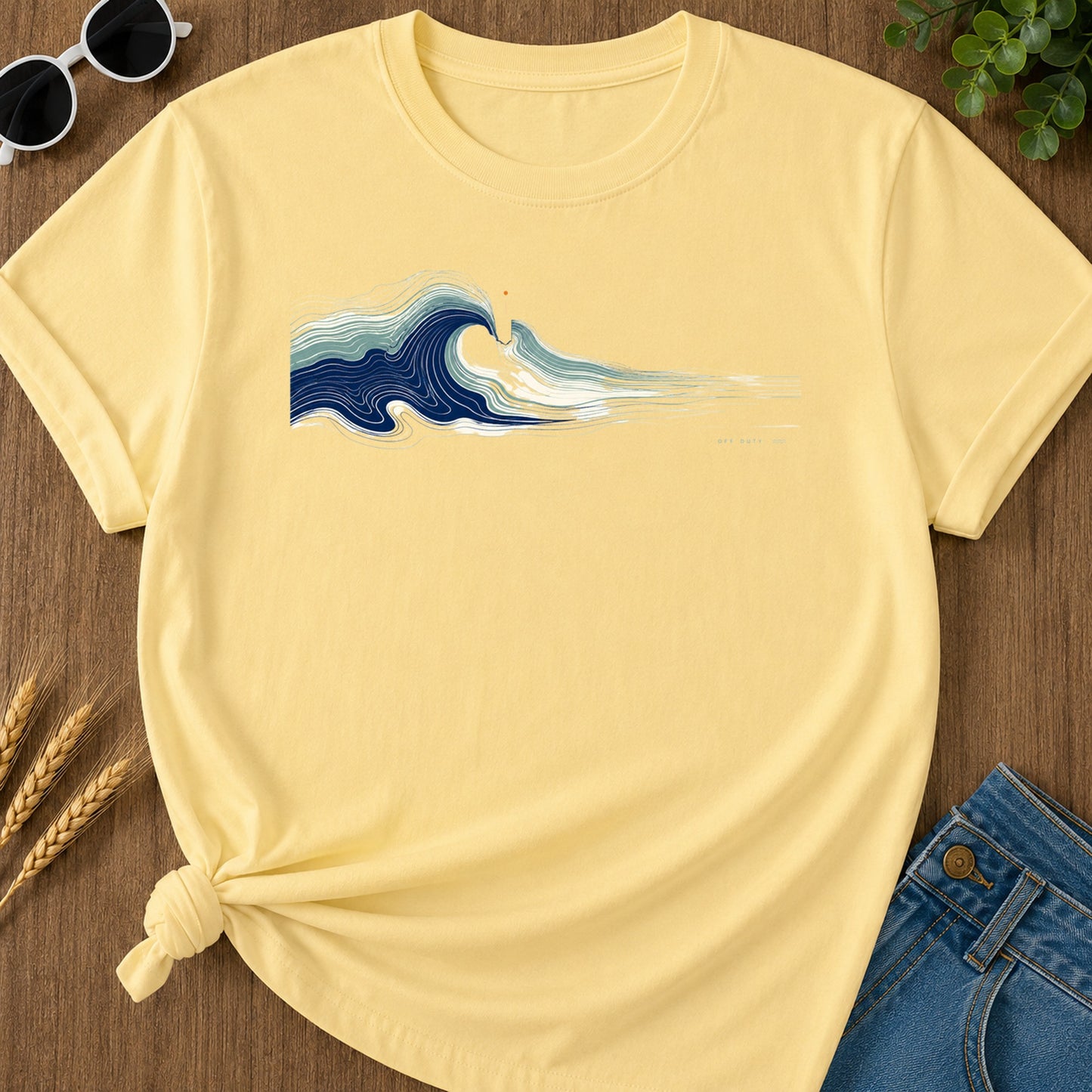 Waves Breaking T-Shirt - Butter Mockup