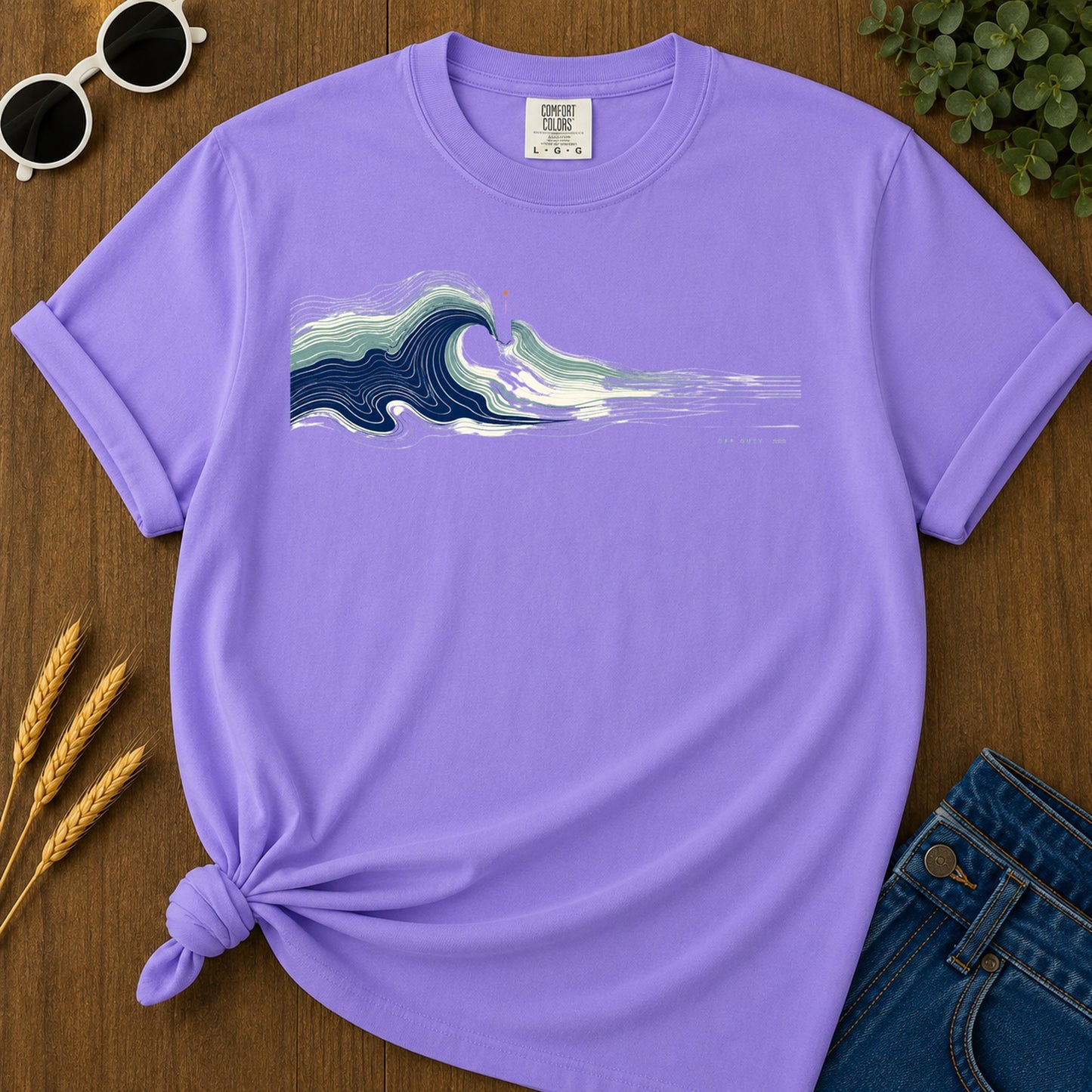 Waves Breaking T-Shirt - Violet Mockup