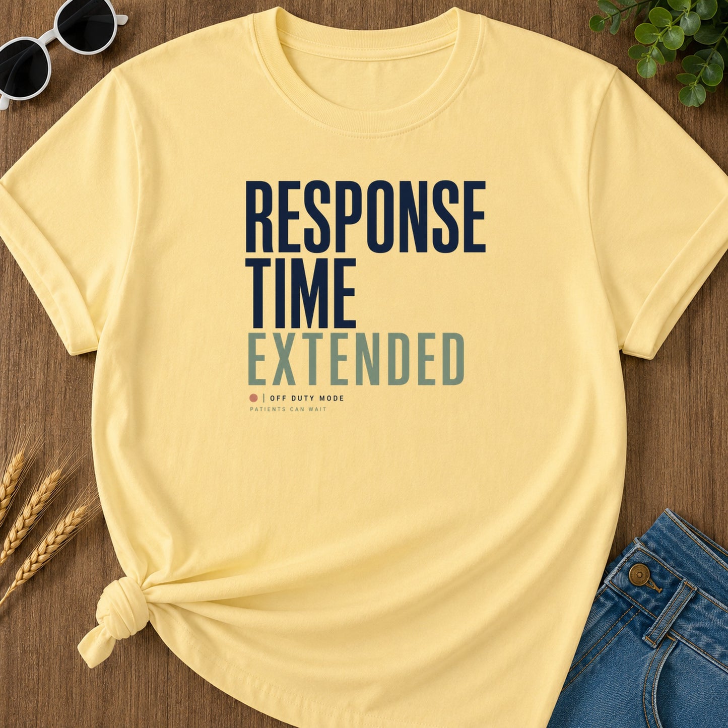 Response Time Extended T-Shirt - Butter Mockup