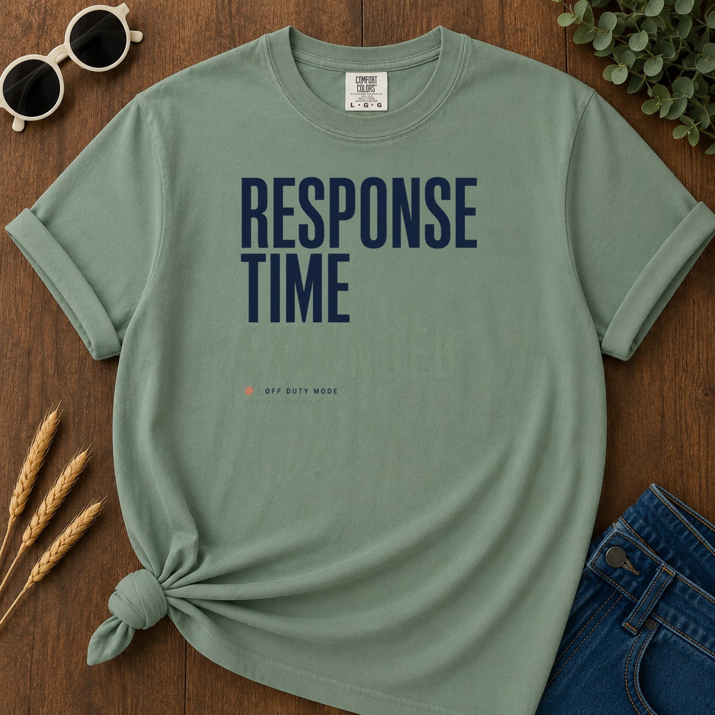 Response Time Extended T-Shirt - Light Green Mockup
