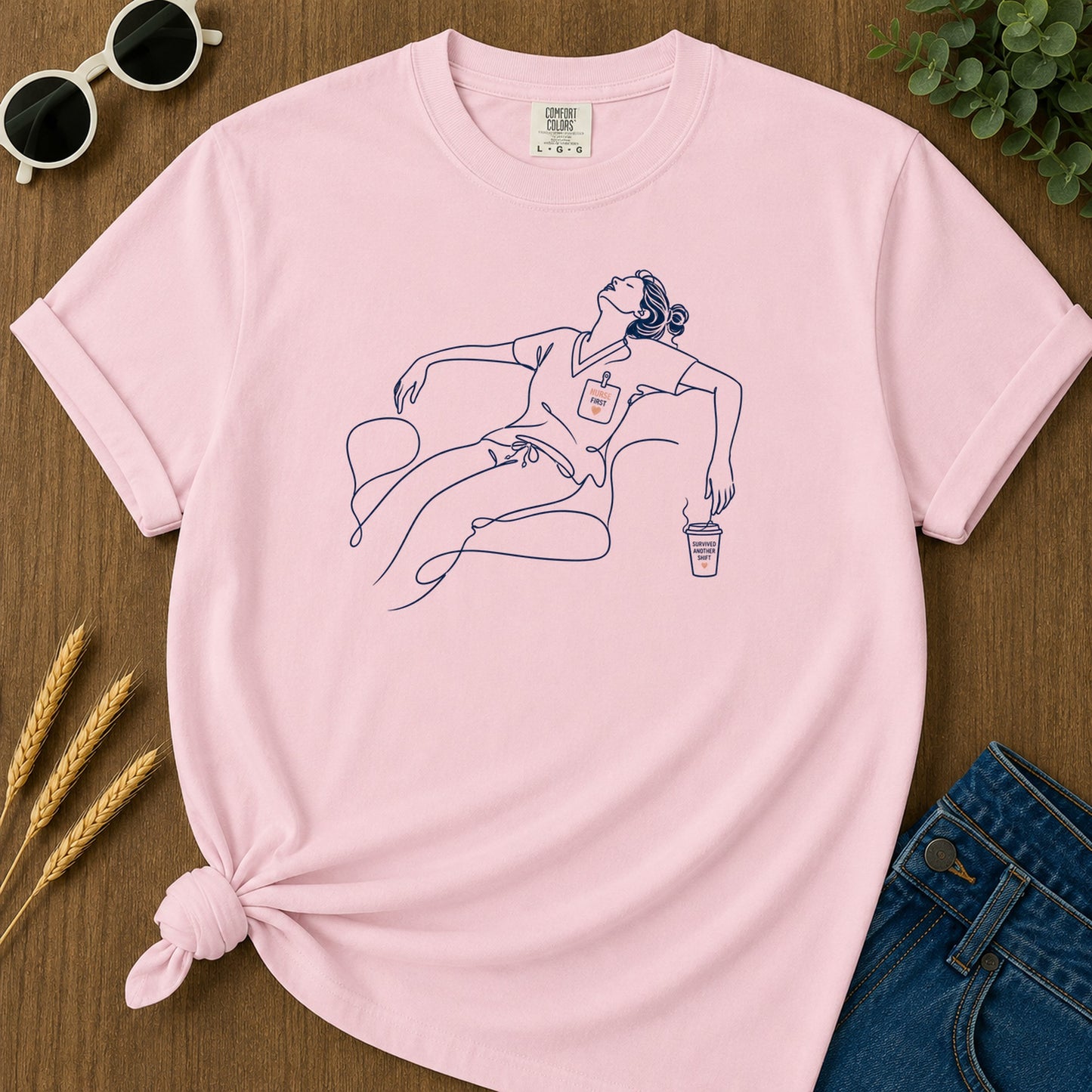 Nurse Taking Five T-Shirt - Blossom Mockup