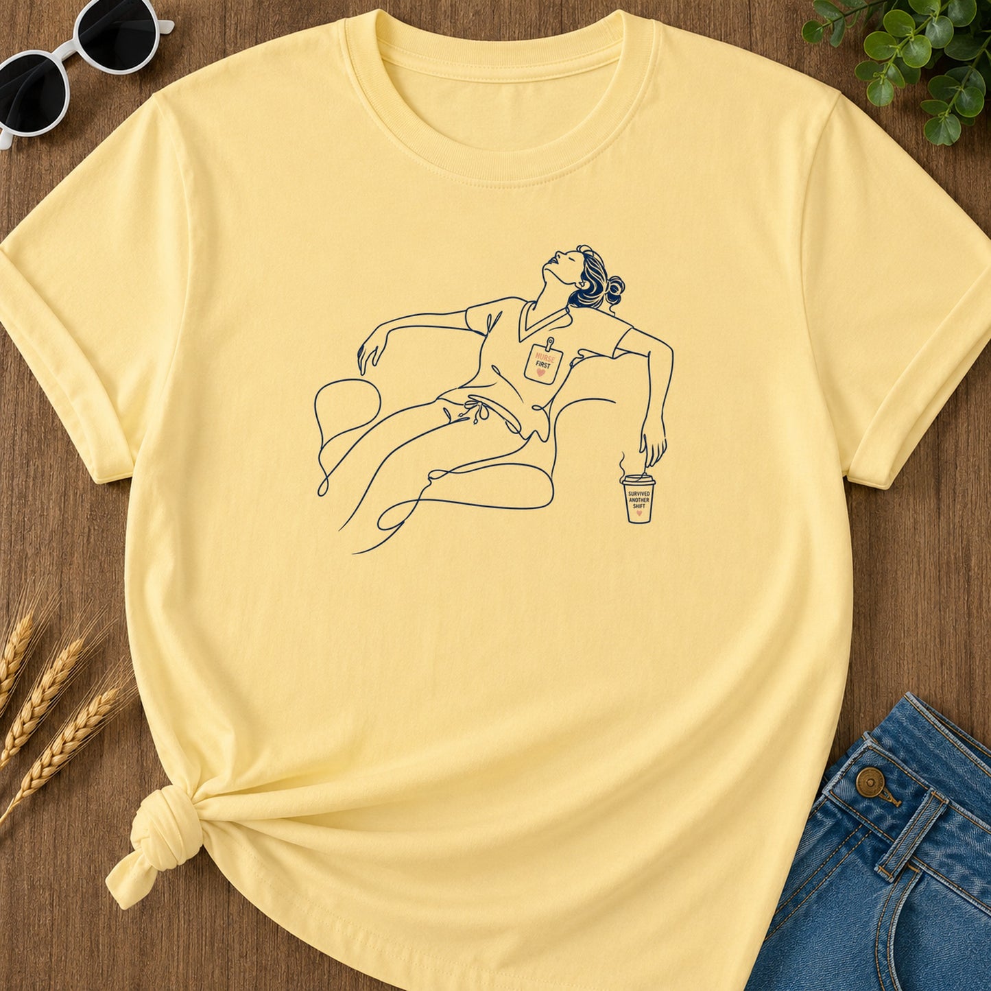 Nurse Taking Five T-Shirt - Butter Mockup