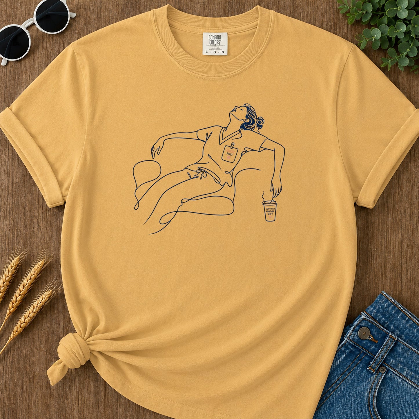 Nurse Taking Five T-Shirt - Mustard Mockup
