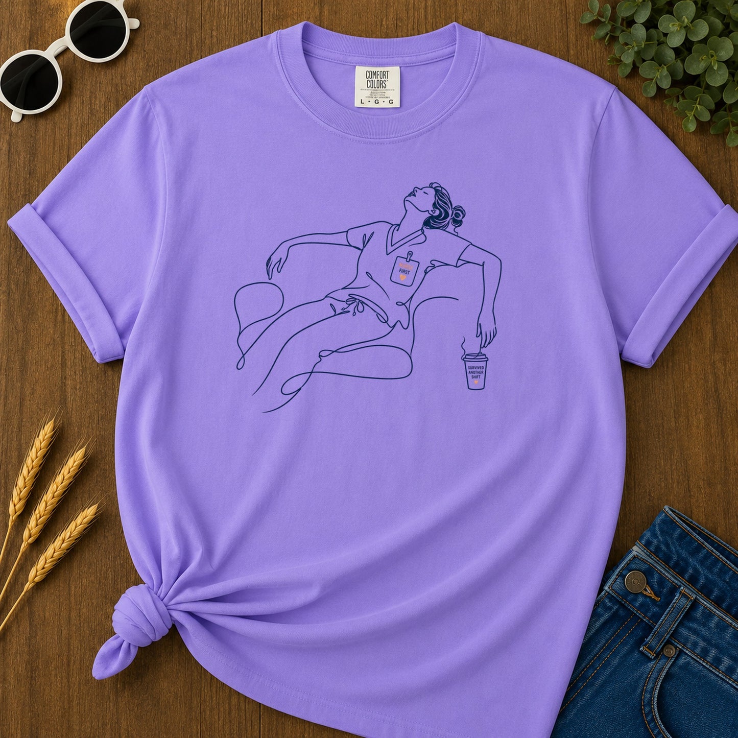Nurse Taking Five T-Shirt - Violet Mockup