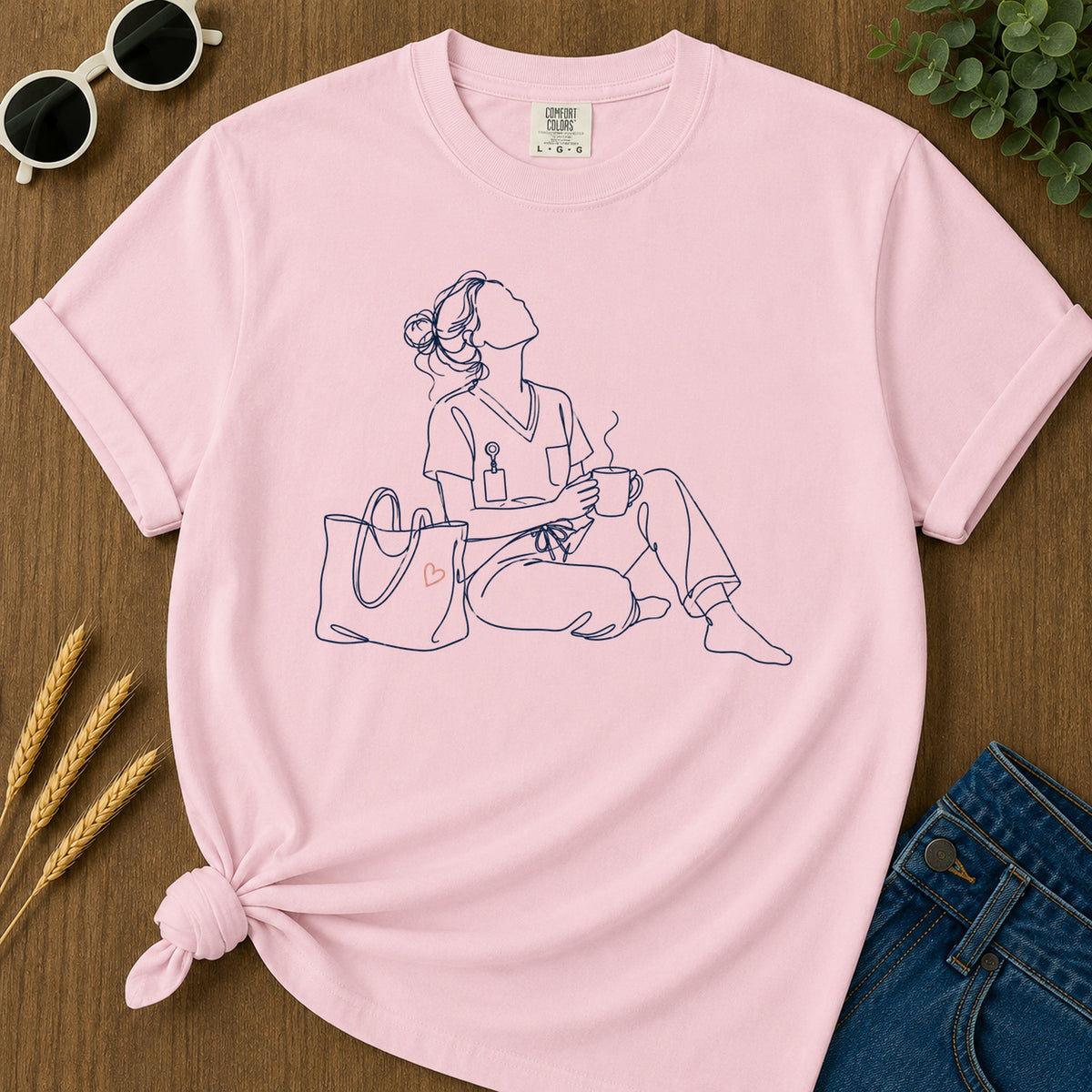 Survived Another Shift T-Shirt - Blossom Mockup