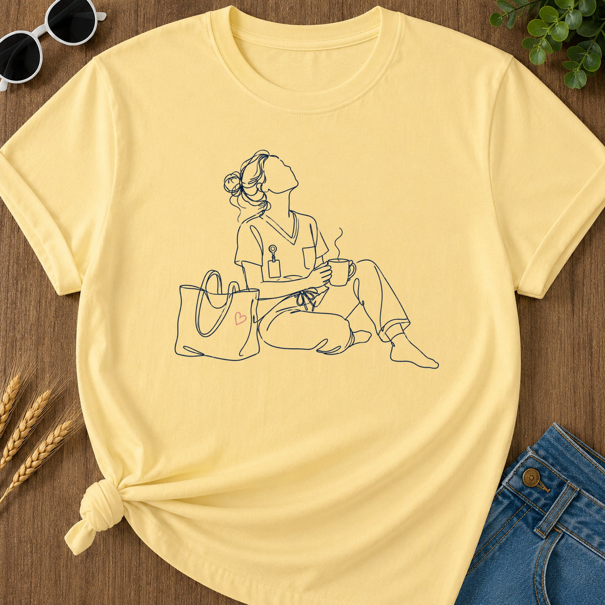 Survived Another Shift T-Shirt - Butter Mockup
