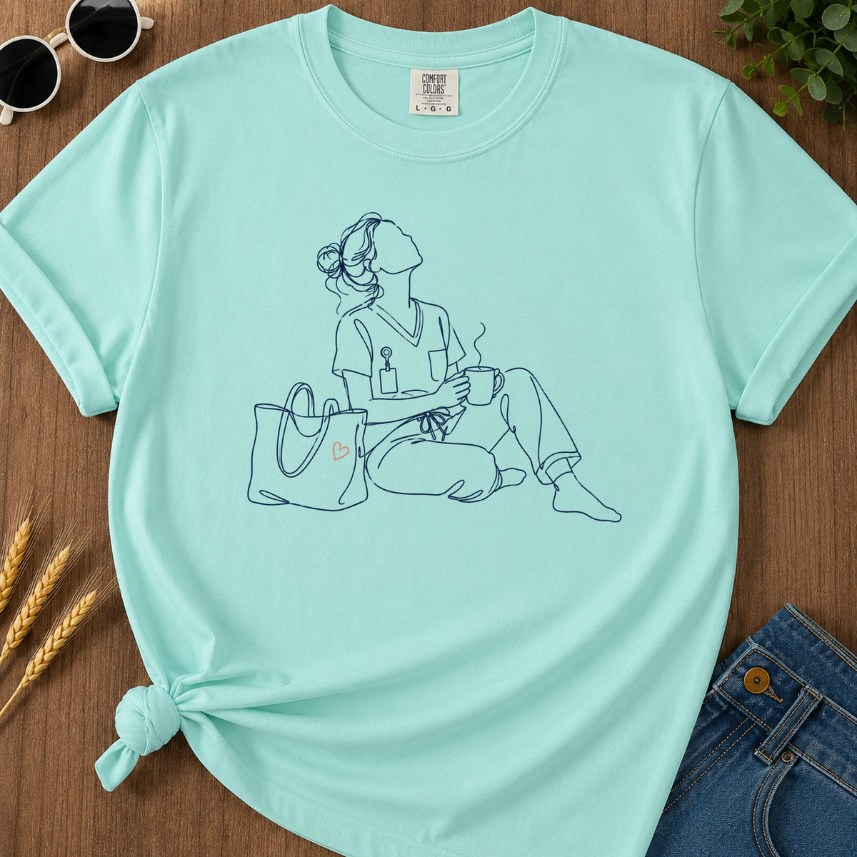 Survived Another Shift T-Shirt - Chalky Mint Mockup