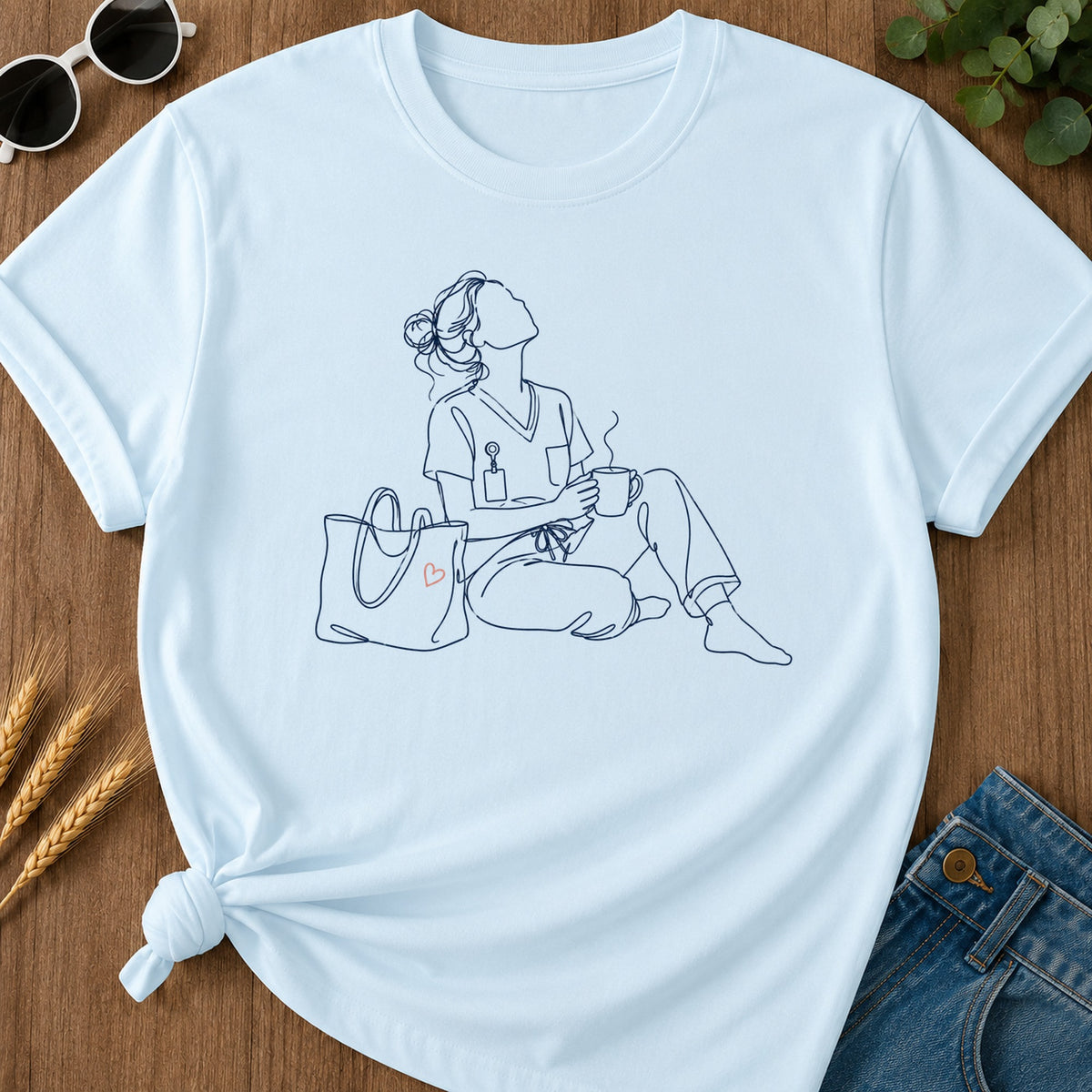Survived Another Shift T-Shirt - Chambray Mockup