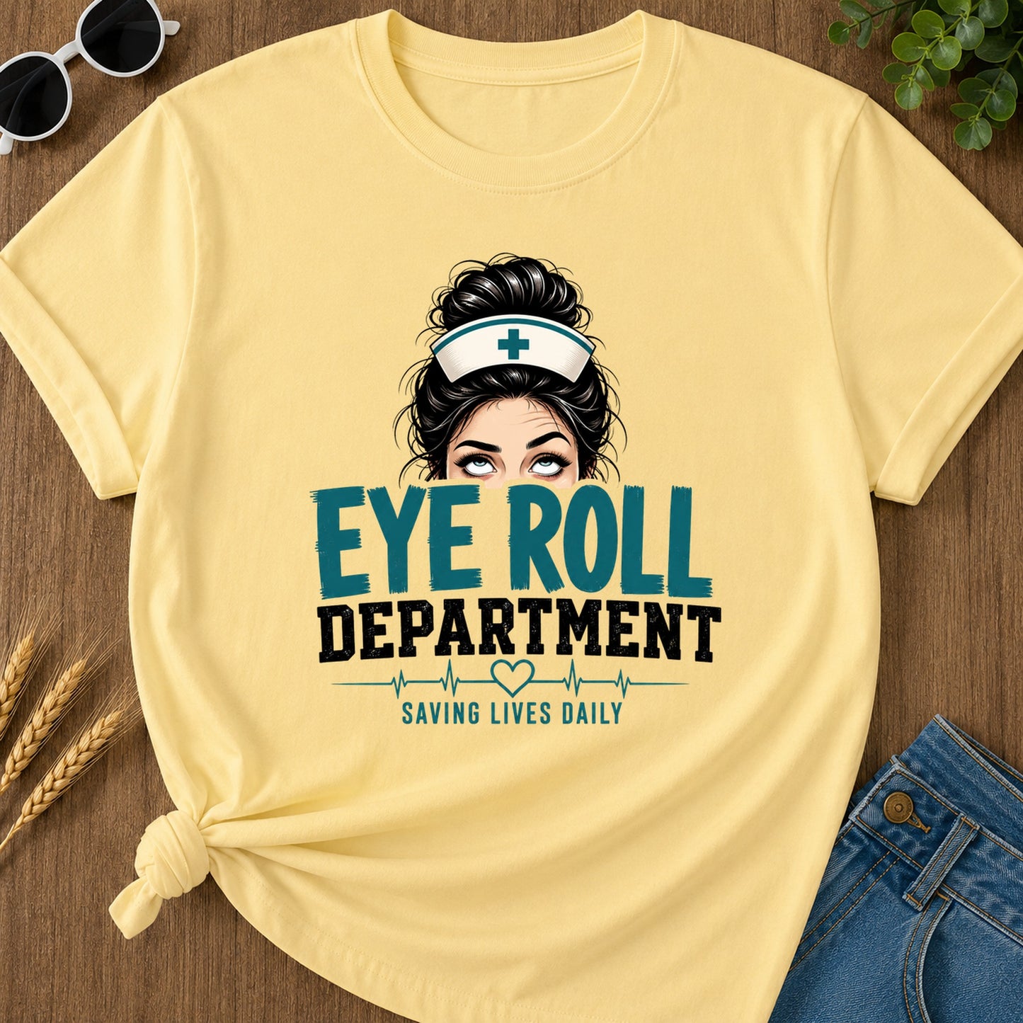 Eye Roll Uniform T-Shirt - Butter Mockup