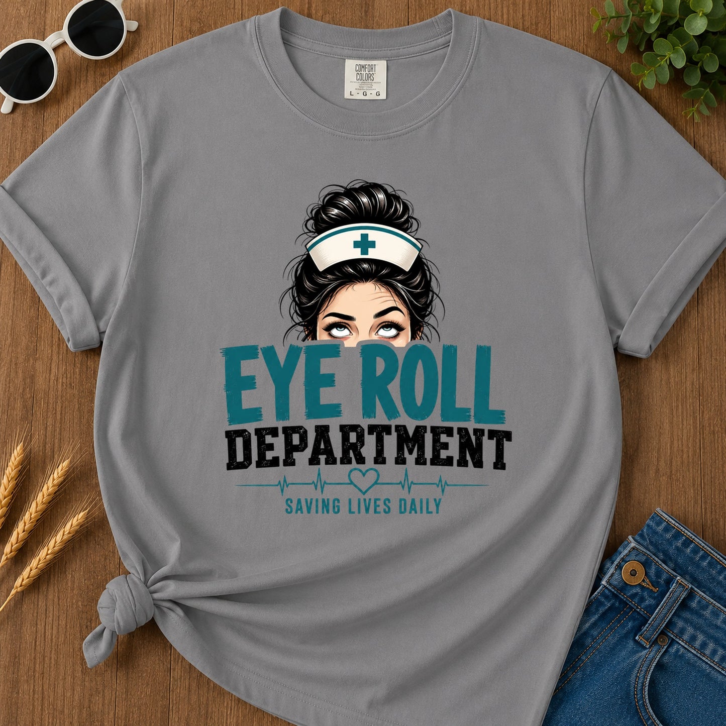 Eye Roll Uniform T-Shirt - Grey Mockup