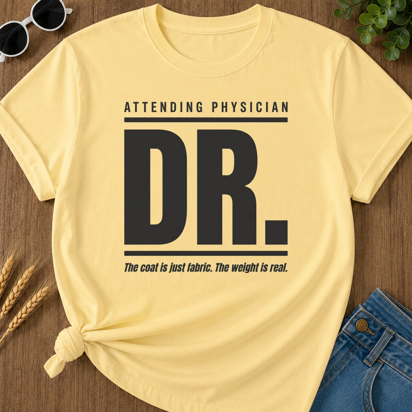 Attending Physician T-Shirt - Butter Mockup