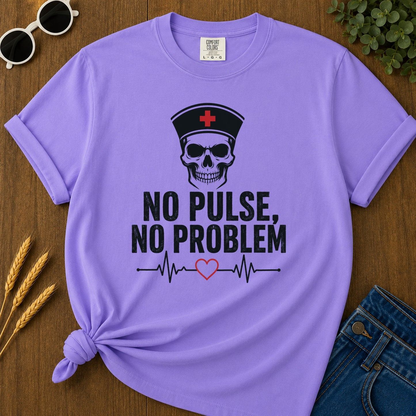 No Pulse No Problem T-Shirt - Violet Mockup