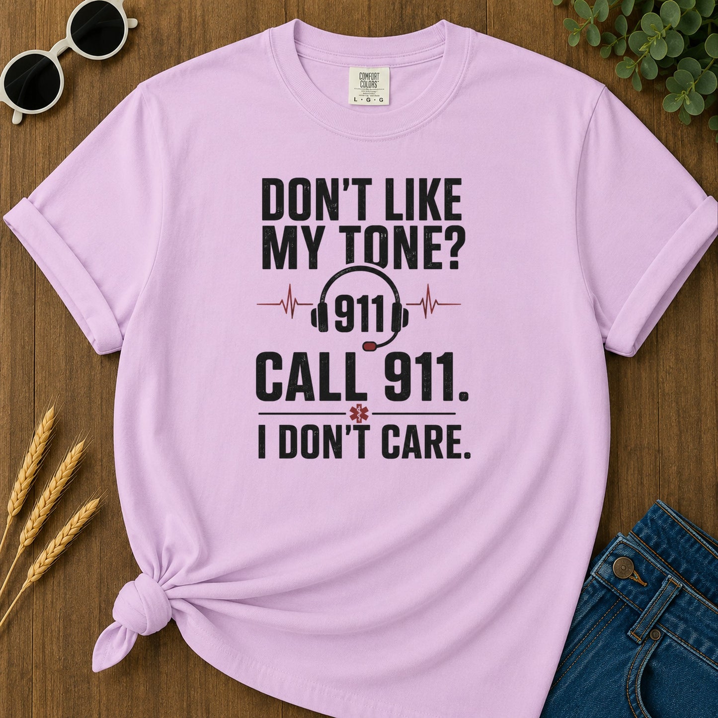 911 Care T-Shirt - Orchid Mockup