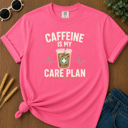 Caffeine Care Plan T-Shirt - Crunchberry Mockup