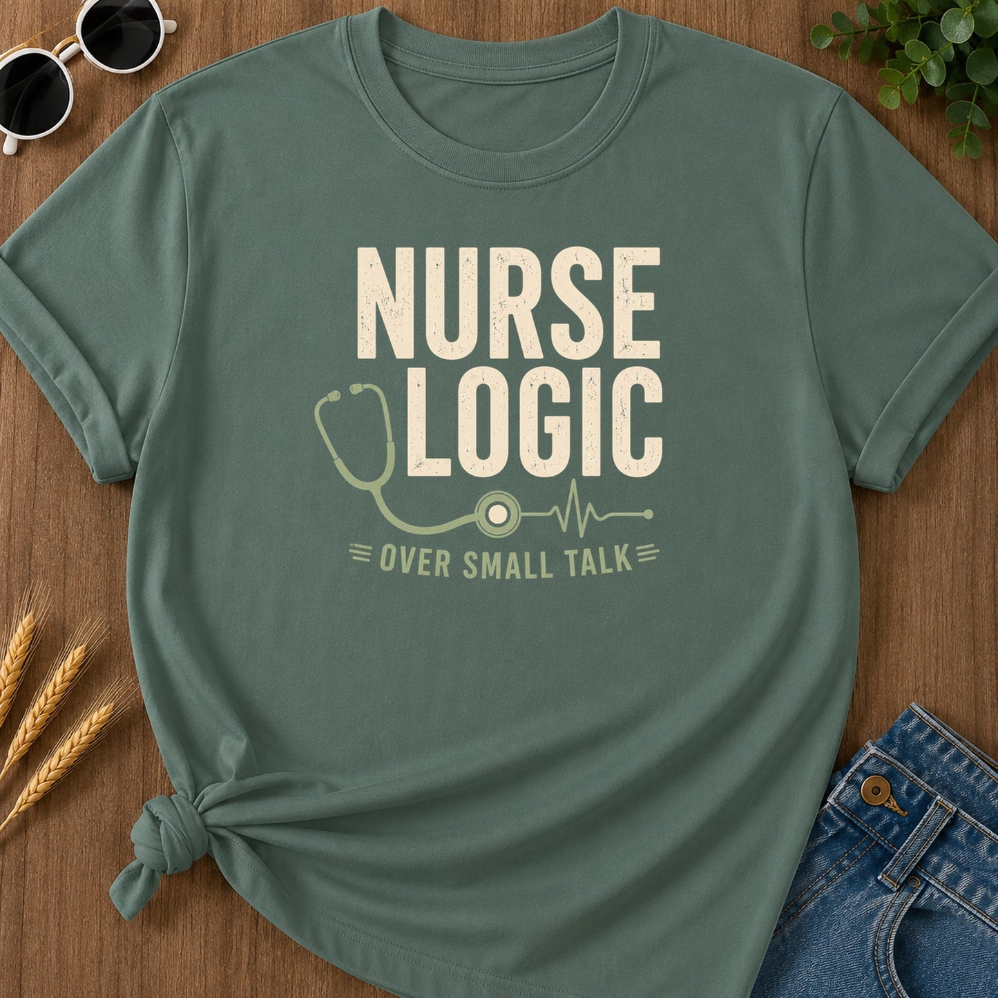 Nurse Logic T-Shirt - Blue Spruce Mockup