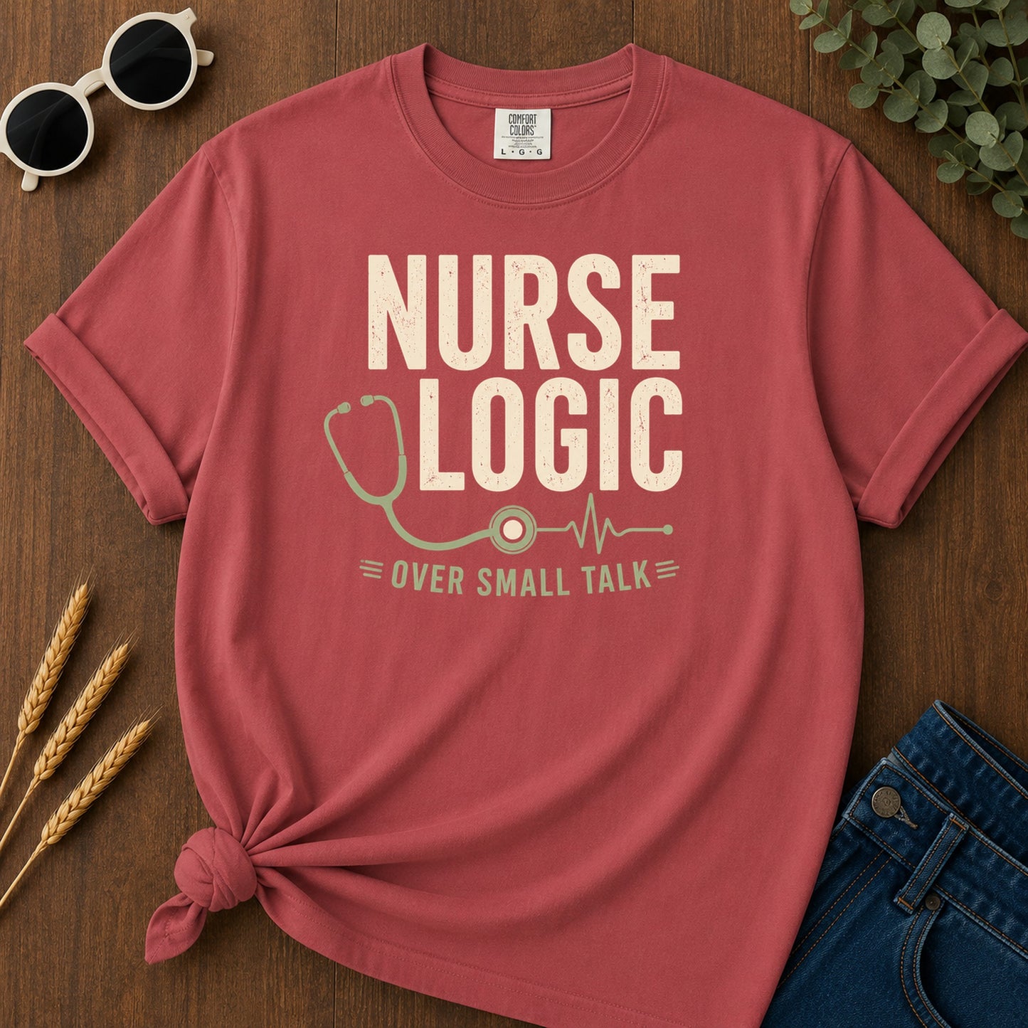 Nurse Logic T-Shirt - Crimson Mockup