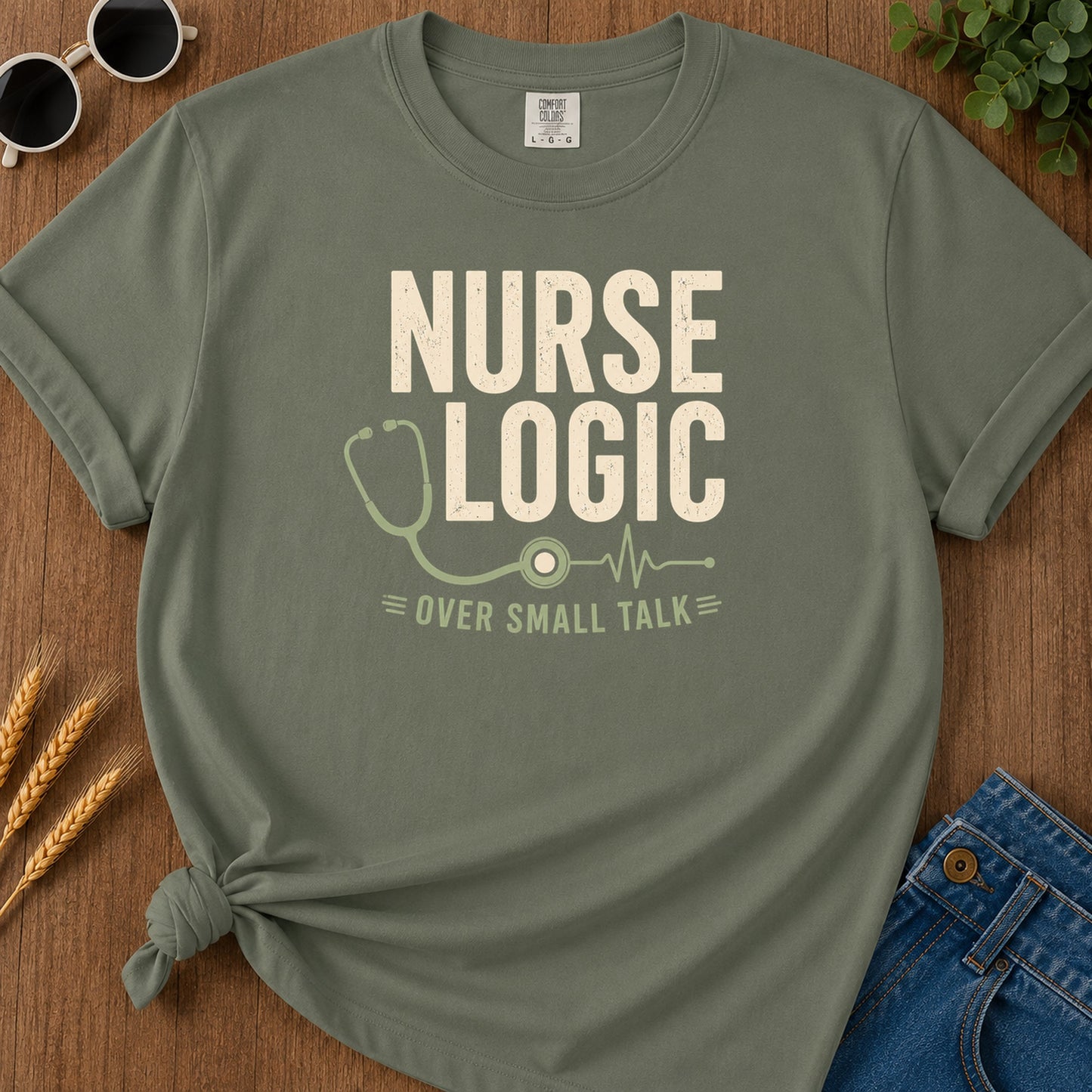 Nurse Logic T-Shirt - Moss Mockup
