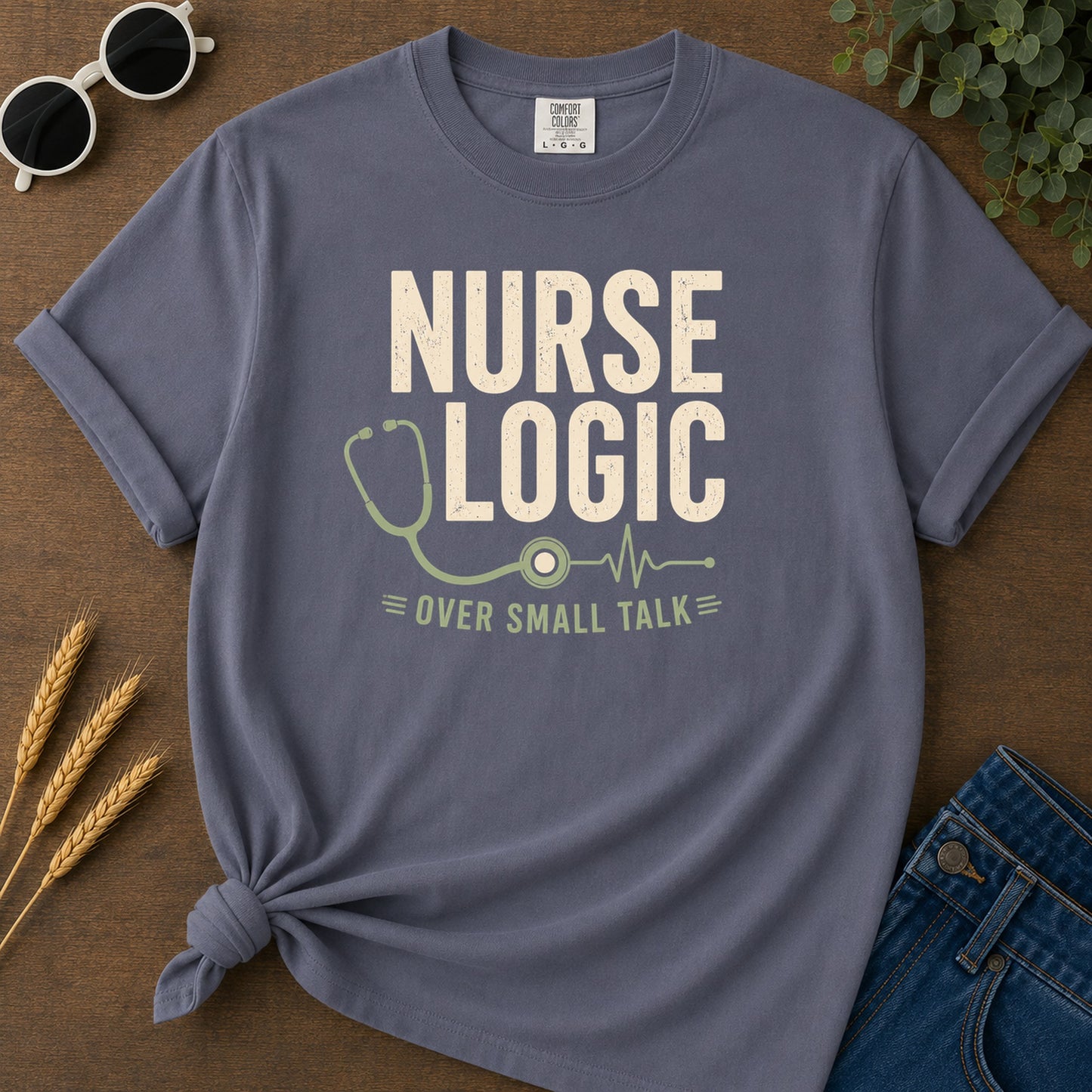 Nurse Logic T-Shirt - Navy Mockup
