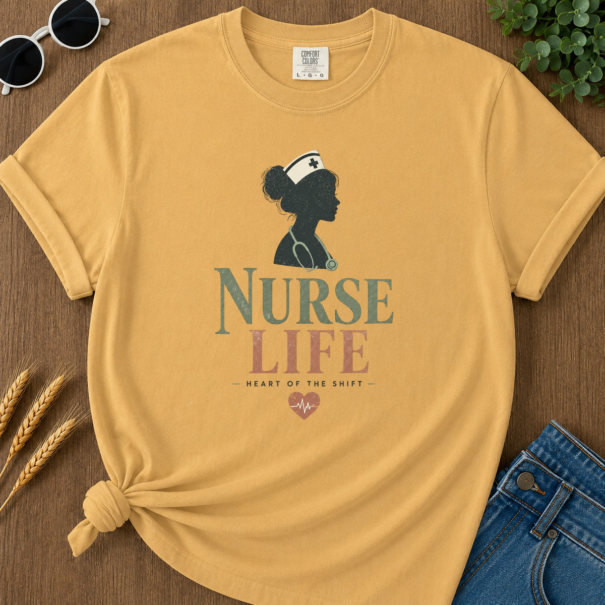 Nurse Life T-Shirt - Mustard Mockup