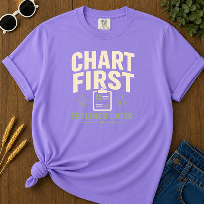 Chart First Feelings Later T-Shirt - Violet Mockup
