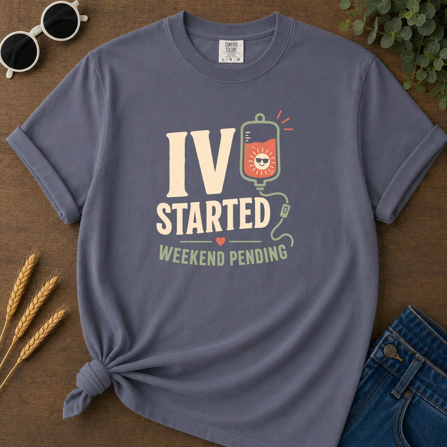 Iv Started Weekend Pending T-Shirt - Navy Mockup