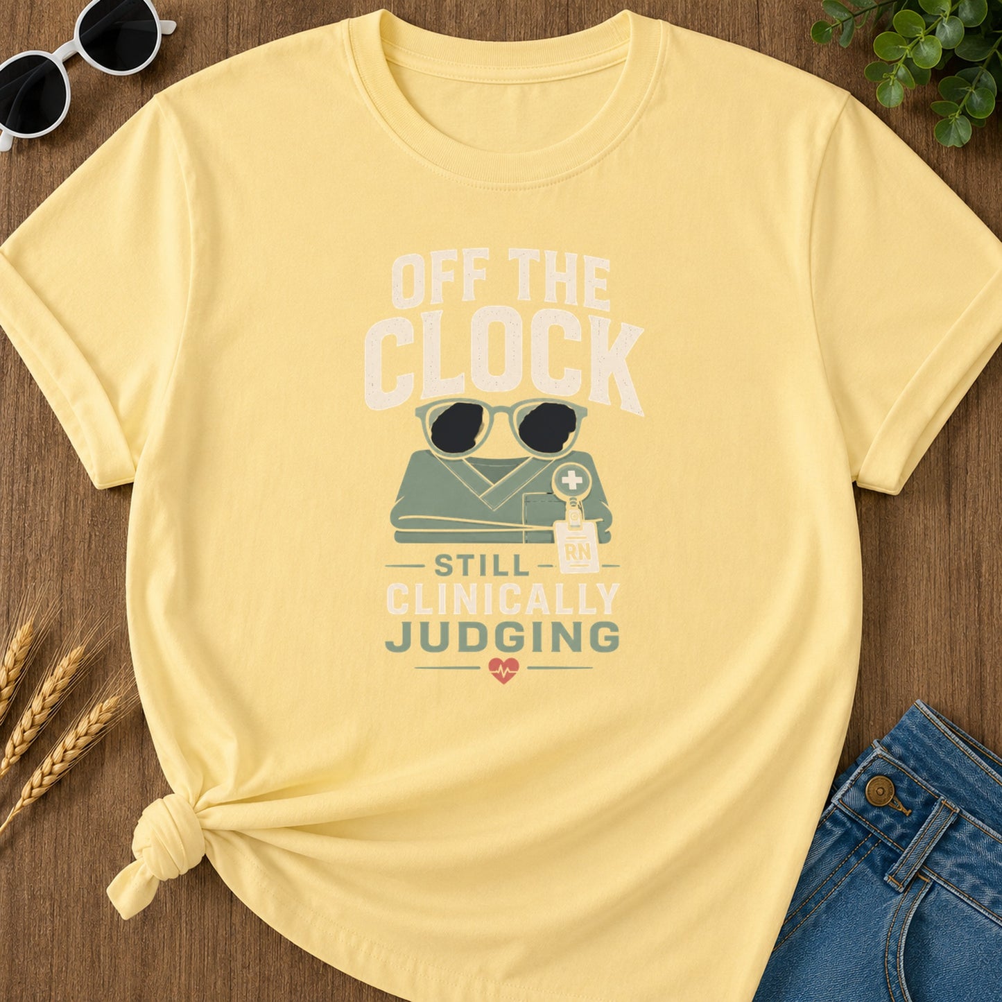 Off Clock Judging T-Shirt - Butter Mockup