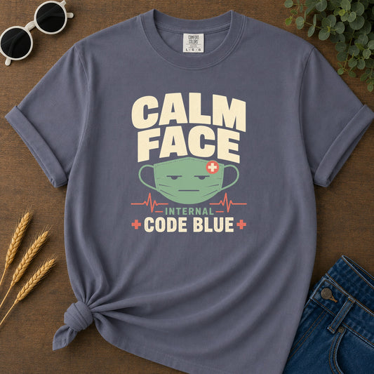 Calm Facade Code Blue T-Shirt - Navy Mockup