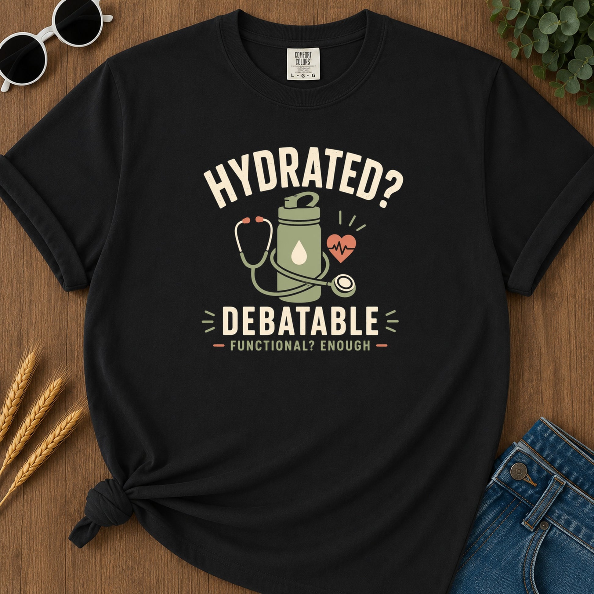 Hydrated Debatable T-Shirt - Black Mockup