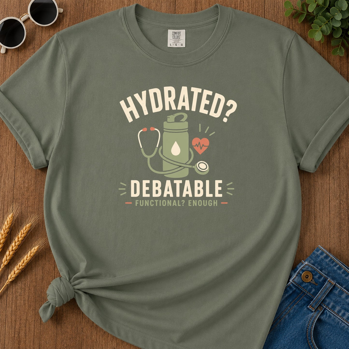 Hydrated Debatable T-Shirt - Moss Mockup
