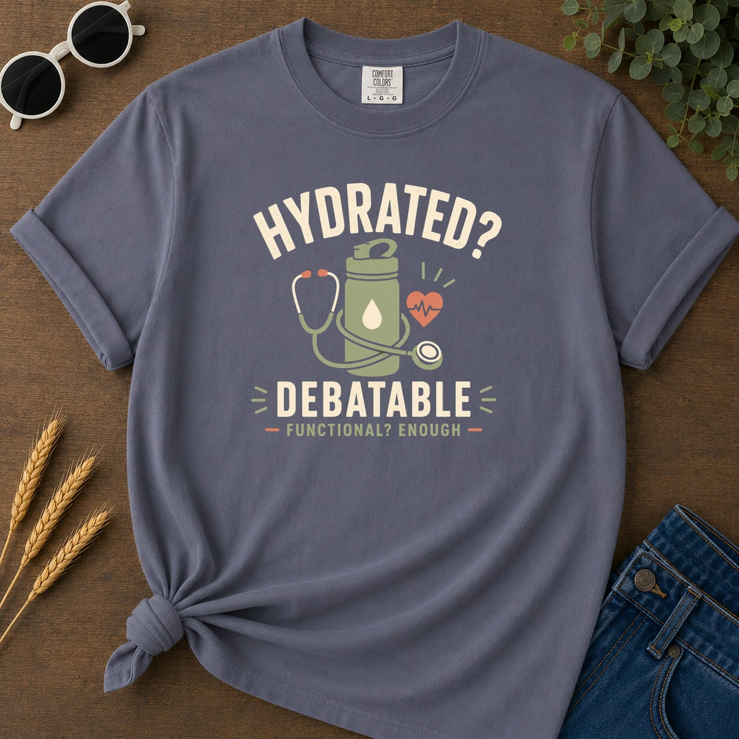 Hydrated Debatable T-Shirt - Navy Mockup