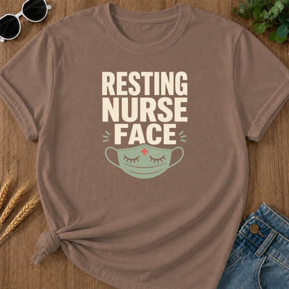 Resting Nurse Face T-Shirt - Espresso Mockup