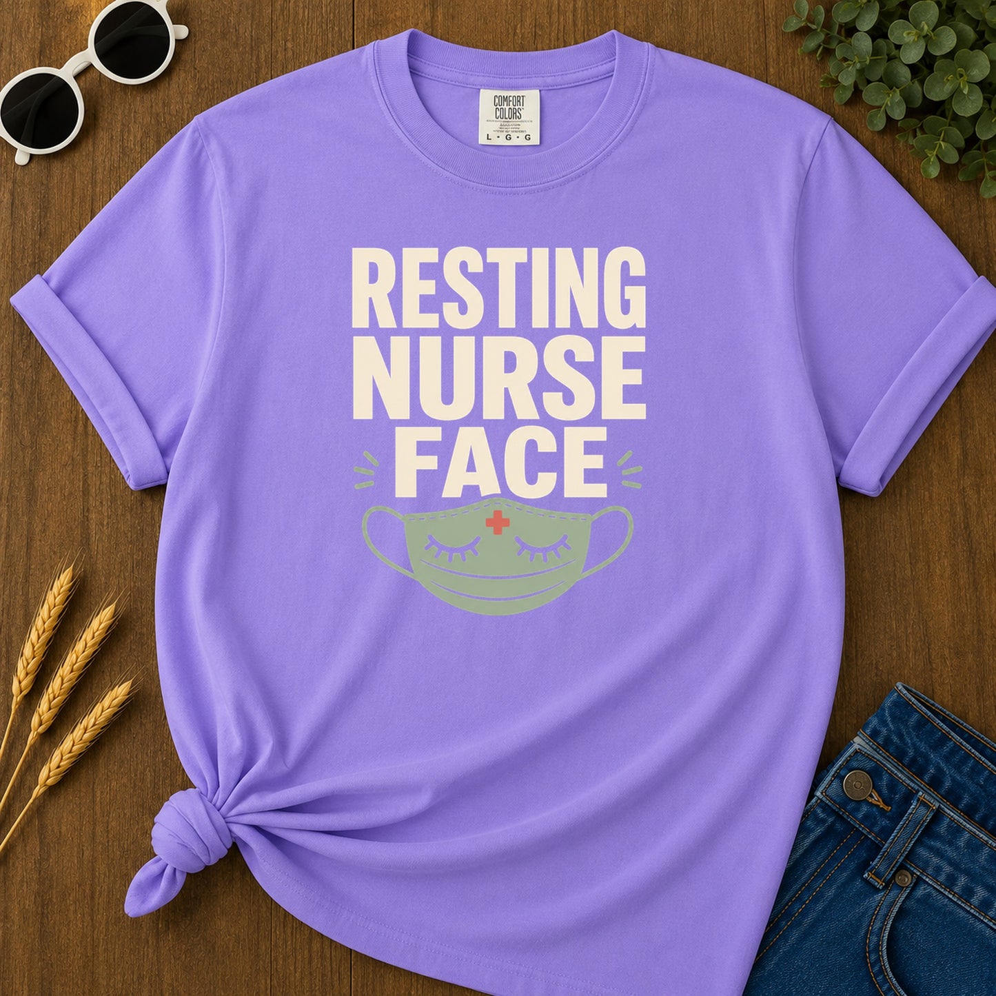 Resting Nurse Face T-Shirt - Violet Mockup